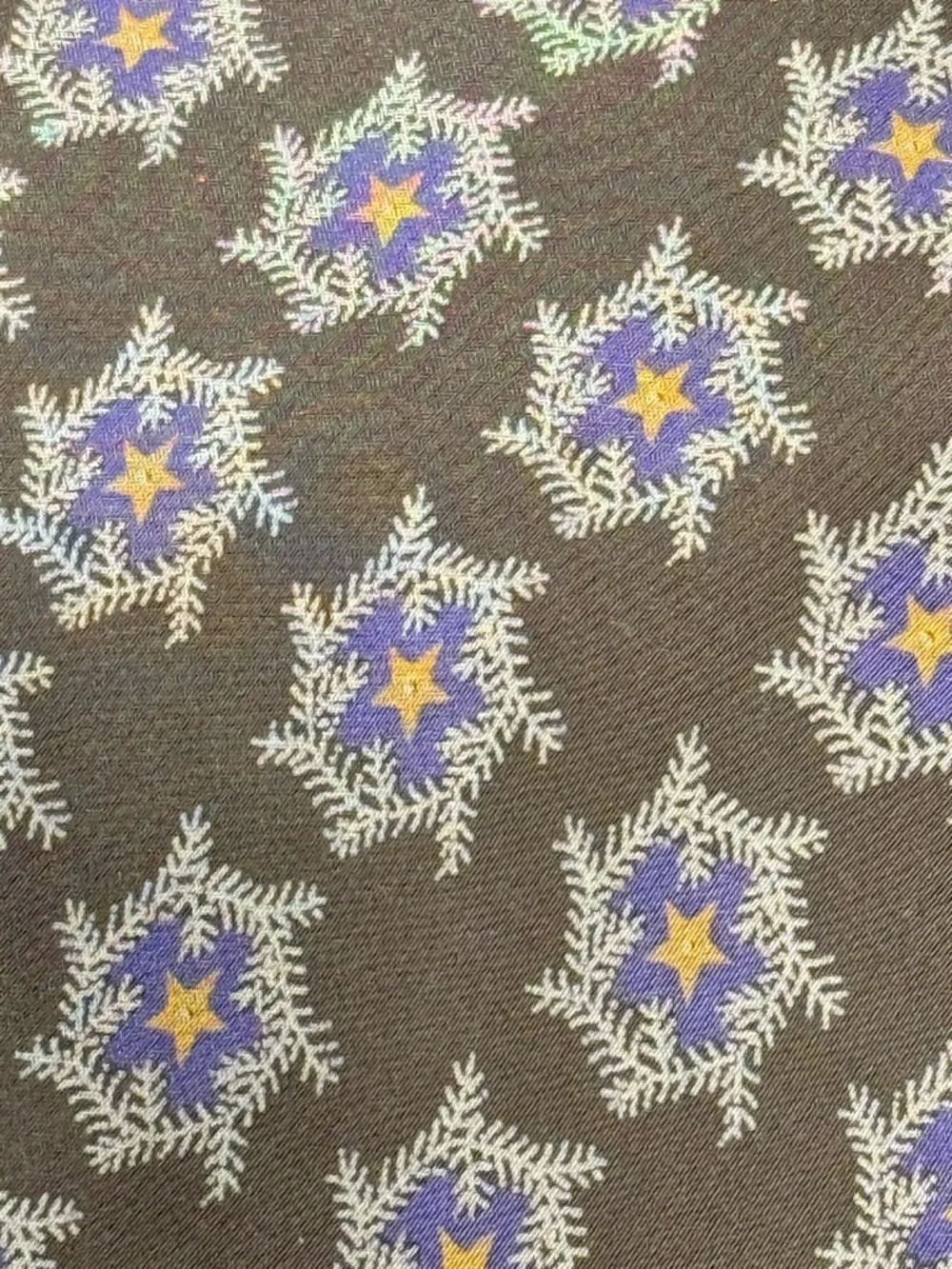 Giorgio Armani Cravatte Silk Tie Charcoal Snowflake Star Novelty Print Vintage